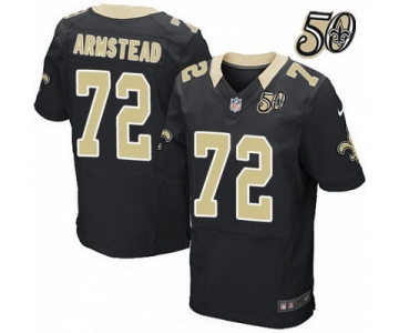 Men's New Orleans Saints #72 Terron Armstead Black 50th Season Patch Stitched NFL Nike Elite Jersey