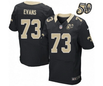 Men's New Orleans Saints #73 Jahri Evans Black 50th Season Patch Stitched NFL Nike Elite Jersey