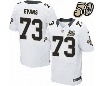 Men's New Orleans Saints #73 Jahri Evans White 50th Season Patch Stitched NFL Nike Elite Jersey