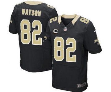 Men's New Orleans Saints #82 Benjamin Watson Black Team Color C Patch NFL Nike Elite Jersey