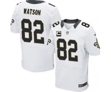 Men's New Orleans Saints #82 Benjamin Watson White Road C Patch NFL Nike Elite Jersey