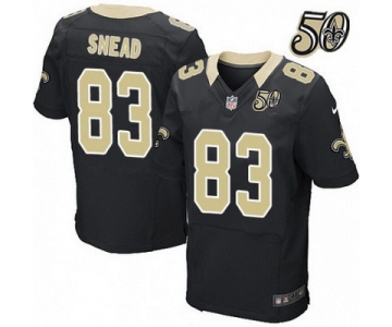 Men's New Orleans Saints #83 Willie Snead Black 50th Season Patch Stitched NFL Nike Elite Jersey