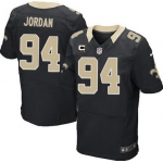 Men's New Orleans Saints #94 Cameron Jordan Black Team Color C Patch NFL Nike Elite Jersey