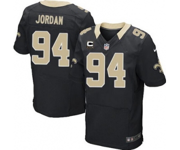 Men's New Orleans Saints #94 Cameron Jordan Black Team Color C Patch NFL Nike Elite Jersey