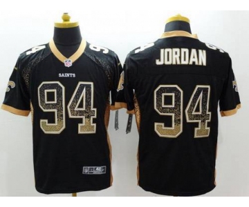 Men's New Orleans Saints #94 Cameron Jordan Nike Drift Fashion Black Elite Jersey