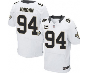 Men's New Orleans Saints #94 Cameron Jordan White Road C Patch NFL Nike Elite Jersey