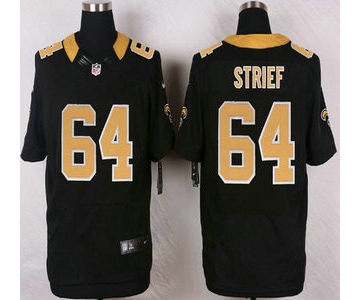 New Orleans Saints #64 Zach Strief Black Team Color NFL Nike Elite Jersey