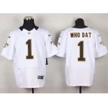 Nike New Orleans Saints #1 Who Dat White Elite Jersey