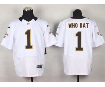 Nike New Orleans Saints #1 Who Dat White Elite Jersey