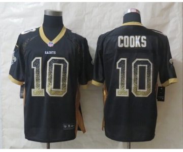 Nike New Orleans Saints #10 Brandin Cooks Drift Fashion Black Elite Jersey