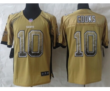 Nike New Orleans Saints #10 Brandin Cooks Drift Fashion Gold Elite Jersey