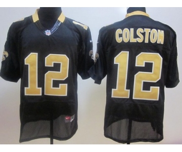 Nike New Orleans Saints #12 Marques Colston Black Elite Jersey