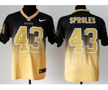 Nike New Orleans Saints #43 Darren Sproles Black/Gold Fadeaway Elite Jersey