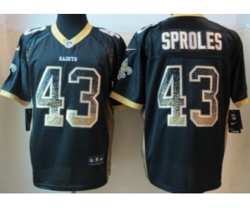 Nike New Orleans Saints #43 Darren Sproles Drift Fashion Black Elite Jersey