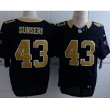 Nike New Orleans Saints #43 Vinnie Sunseri Black Elite Jersey