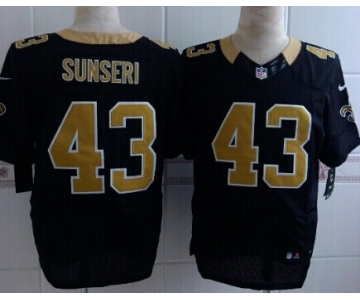 Nike New Orleans Saints #43 Vinnie Sunseri Black Elite Jersey