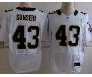 Nike New Orleans Saints #43 Vinnie Sunseri White Elite Jersey