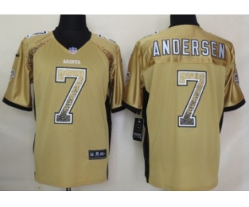 Nike New Orleans Saints #7 Morten Andersen Drift Fashion Gold Elite Jersey