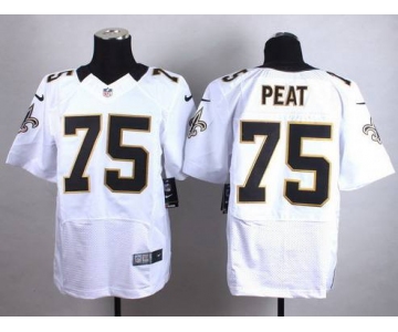 Nike New Orleans Saints #75 Andrus Peat White Elite Jersey