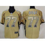 Nike New Orleans Saints #77 Willie Roaf Drift Fashion Gold Elite Jersey