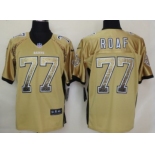 Nike New Orleans Saints #77 Willie Roaf Drift Fashion Gold Elite Jersey