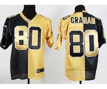 Nike New Orleans Saints #80 Jimmy Graham Black/Gold Two Tone Elite Jersey