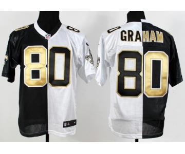 Nike New Orleans Saints #80 Jimmy Graham Black/White Two Tone Elite Jersey