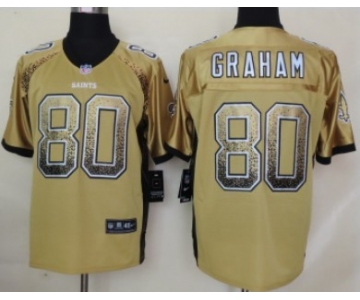 Nike New Orleans Saints #80 Jimmy Graham Drift Fashion Gold Elite Jersey