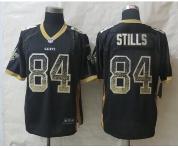 Nike New Orleans Saints #84 Kenny Stills Drift Fashion Black Elite Jersey