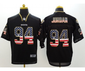 Nike New Orleans Saints #94 Cameron Jordan 2014 USA Flag Fashion Black Elite Jersey