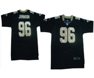 Nike New Orleans Saints #96 Tom Johnson Black Elite Jersey