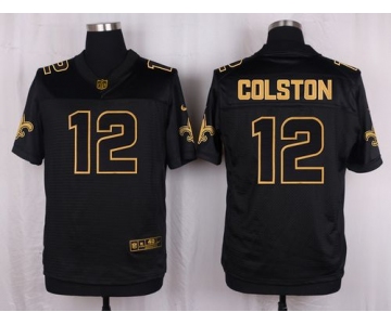 Nike Saints #12 Marques Colston Black Men's Stitched NFL Elite Pro Line Gold Collection Jersey