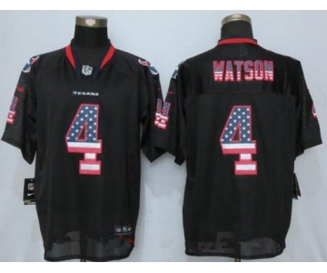 Men's 2017 NFL Draft Houston Texans #4 Deshaun Watson Black USA Flag Fashion Stitched NFL Nike Elite Jersey