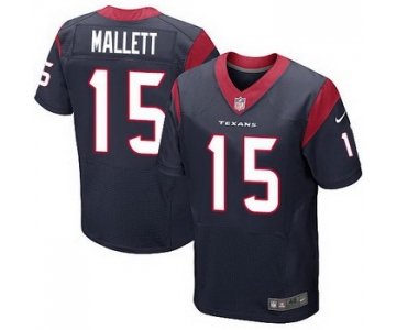 Men's Houston Texans #15 Ryan Mallett Navy Blue Team Color NFL Nike Elite Jersey