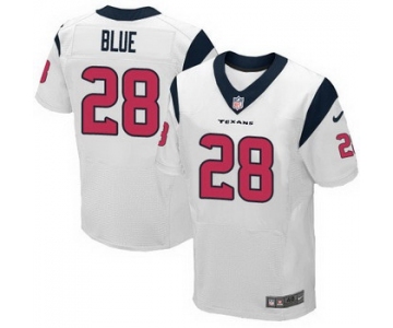 Men's Houston Texans #28 Alfred Blue White Road NFL Nike Elite Jersey