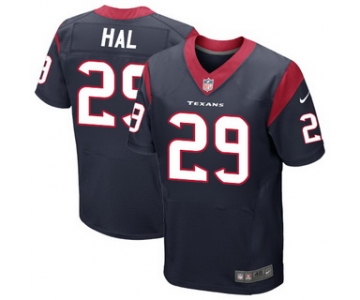 Men's Houston Texans #29 Andre Hal Navy Blue Team Color NFL Nike Elite Jersey