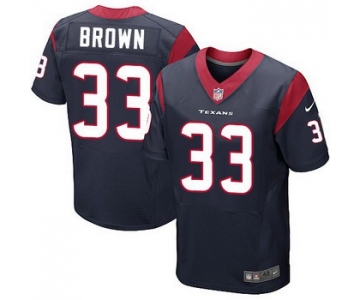 Men's Houston Texans #33 Stevie Brown Navy Blue Team Color NFL Nike Elite Jersey