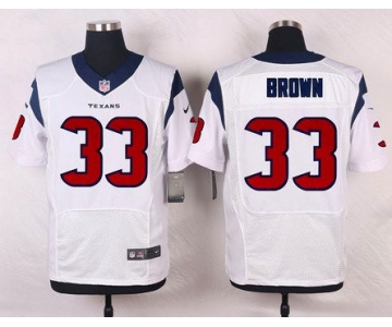 Men's Houston Texans #33 Stevie Brown White Road NFL Nike Elite Jersey