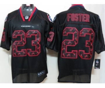 Nike Houston Texans #23 Arian Foster Lights Out Black Ornamented Elite Jersey