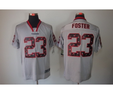 Nike Houston Texans #23 Arian Foster Lights Out Gray Ornamented Elite Jersey