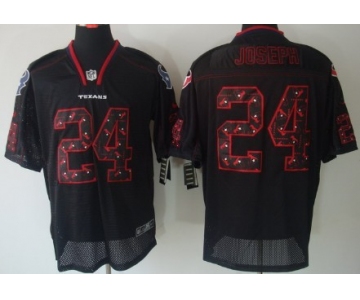 Nike Houston Texans #24 Johnathan Joseph Lights Out Black Ornamented Elite Jersey