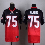 Nike Houston Texans #75 Vince Wilfork Blue/Red Fadeaway Elite Jersey