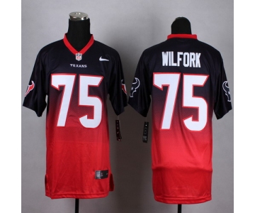 Nike Houston Texans #75 Vince Wilfork Blue/Red Fadeaway Elite Jersey