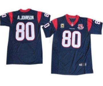 Nike Houston Texans #80 Andre Johnson Blue Elite C Patch Jersey