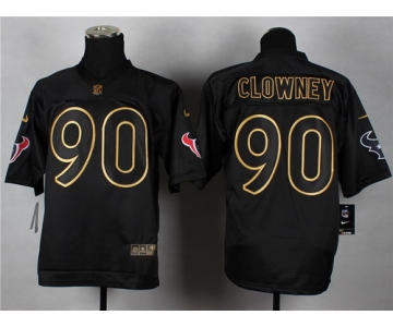 Nike Houston Texans #90 Jadeveon Clowney 2014 All Black/Gold Elite Jersey