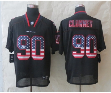 Nike Houston Texans #90 Jadeveon Clowney 2014 USA Flag Fashion Black Elite Jersey