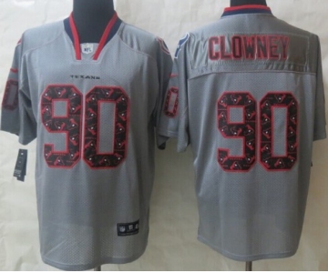 Nike Houston Texans #90 Jadeveon Clowney Lights Out Gray Ornamented Elite Jersey