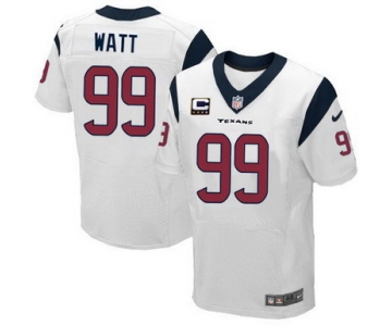 Nike Houston Texans #99 J.J. Watt White C Patch Elite Jersey