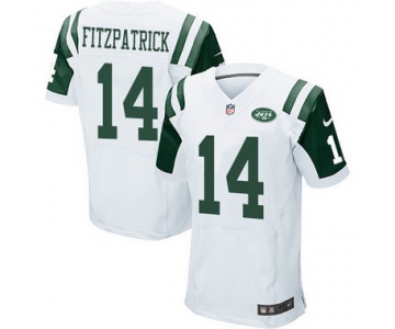 Men's New York Jets #14 Ryan Fitzpatrick White Road NFL Nike Elite Jersey