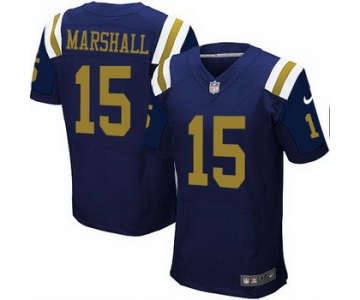 Men's New York Jets #15 Brandon Marshall Navy Blue Alternate NFL Nike Elite Jersey